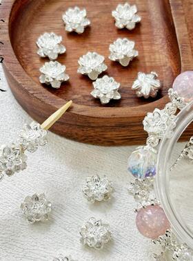 【银莲】新中式合金莲花串珠diy手工手链项链饰品散珠子材料配件