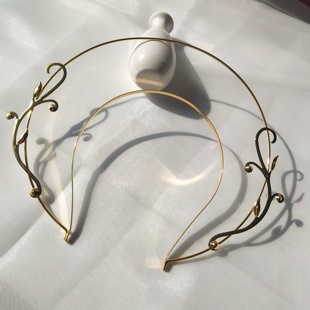 圣母光环树叶手工双层发冠电泳保色  diy古风发簪新娘皇冠材料配