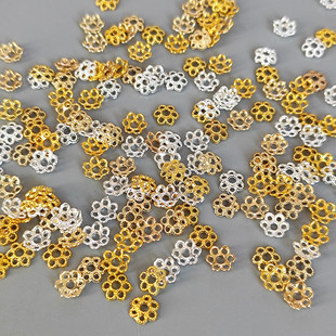 6mm新款 手工diy手串手链项链镂空雪花隔片配件 合金花纹花托配件