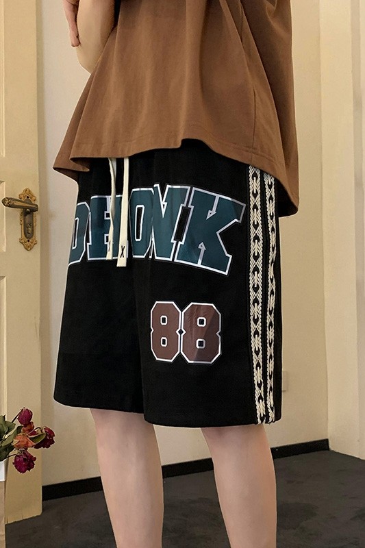 XZ213-DK15-P45控58重磅360克麂皮绒印花大码短裤,男装牛仔裤,星座213