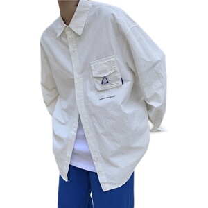 XZ213-CS006-P45控58休闲大码工装纯色衬衫图片