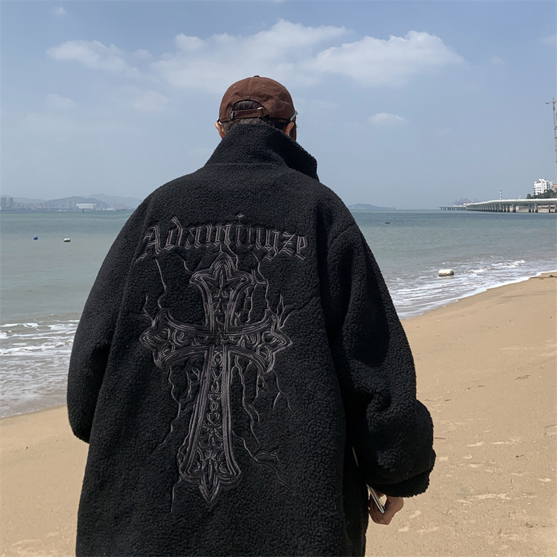 XZ213-MY39-P138控158港风大码刺绣夹棉加厚刺绣十字架立领棉服,男装棉衣,星座213