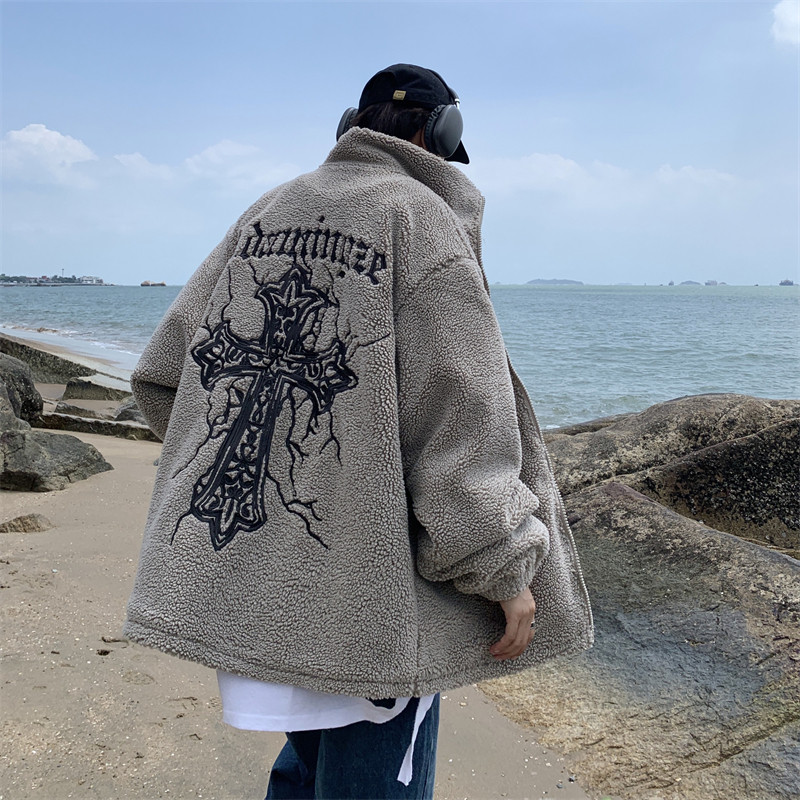 XZ213-MY39-P138控158港风大码刺绣夹棉加厚刺绣十字架立领棉服,男装棉衣,星座213
