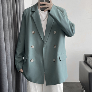 XZ213-19XZ06 -七色大码西装男港风排扣西服M-5XL图片