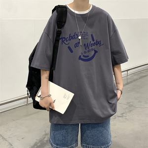 XZ213-19D111-P25控38 大码创意印花宽松T恤潮流男短袖图片