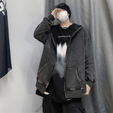 XZ213-JK14-P88控108港风大码连帽做旧开衫重工夹克，男装夹克，星座213