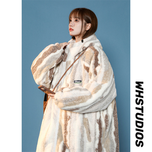 XZ213-MY35-P128控148  冬季加厚提花兔毛羊羔毛结合棉服连帽保暖图片