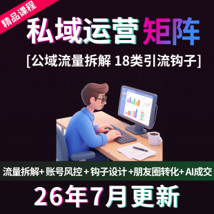 2026私域运营视频课程 个人社群营销公域引流矩阵裂变IP变现教程