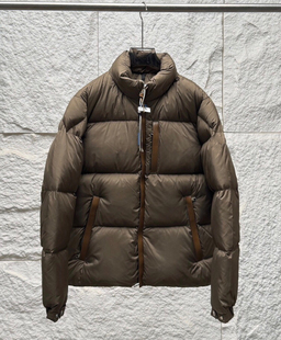 男士立领小羊皮口袋防风条羽绒夹克外套男女同款 皮标羽绒服高档