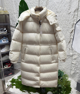 女士长款连帽羽绒服风衣大衣外套玛雅CAVETTAZ亮漆面帽子可拆卸