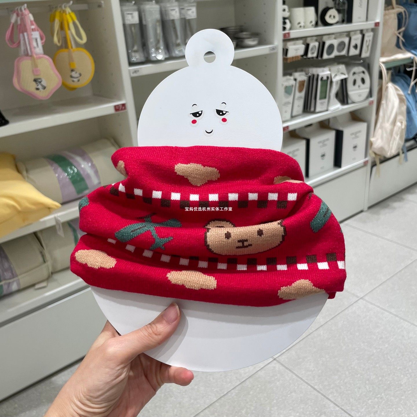 秋冬保暖儿童围巾男女宝宝加厚加绒围脖新年红色婴幼儿针织脖套软