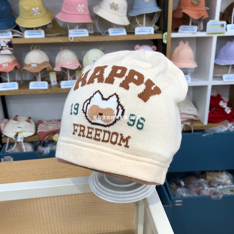 儿童堆堆帽秋冬薄款针织毛线帽子