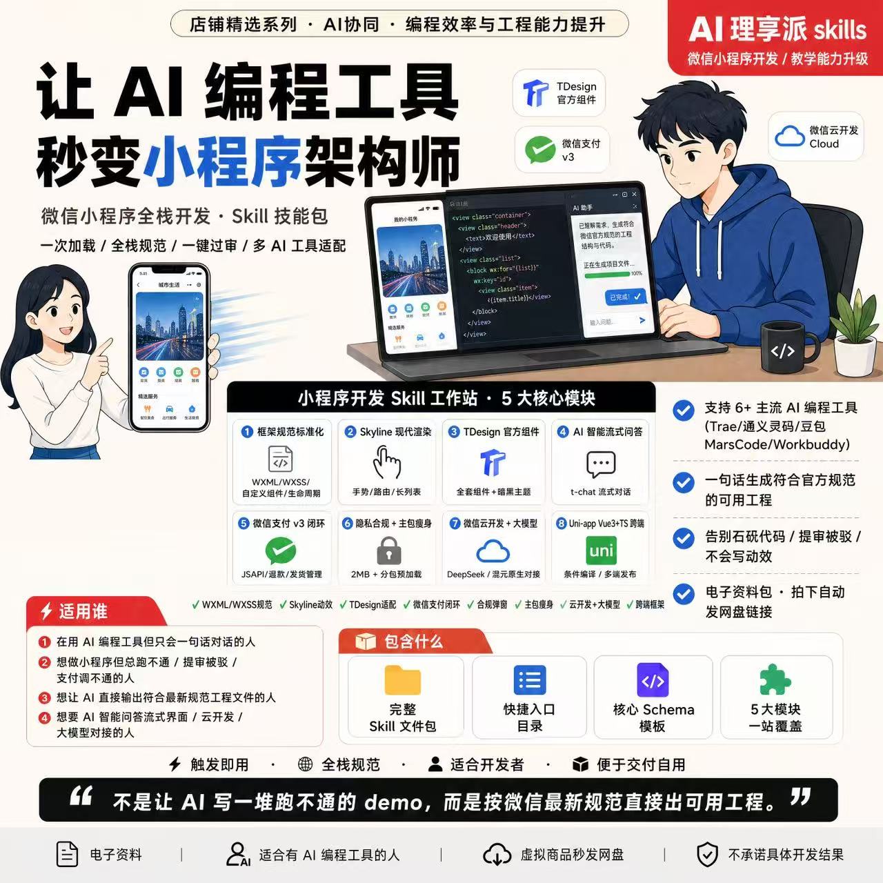 微信小程序开发Skill技能包AI编程工具编程效率技能开发 电子资料