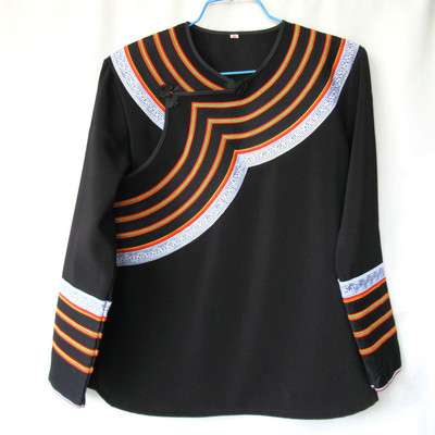 凉山彝族美女上衣黄白边外衣外套年轻人衣服女装美姑网红服饰新款