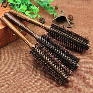 猪鬃毛尼龙荷木美发梳滚梳吹直发护发卷发梳造型梳Wooden comb