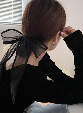 黑色蕾丝网纱蝴蝶结发圈女扎头发皮筋Lace bow hair accessories