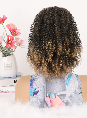 短款马尾非洲卷马尾 蓬松短款化纤马尾发 小卷马尾Curled wig