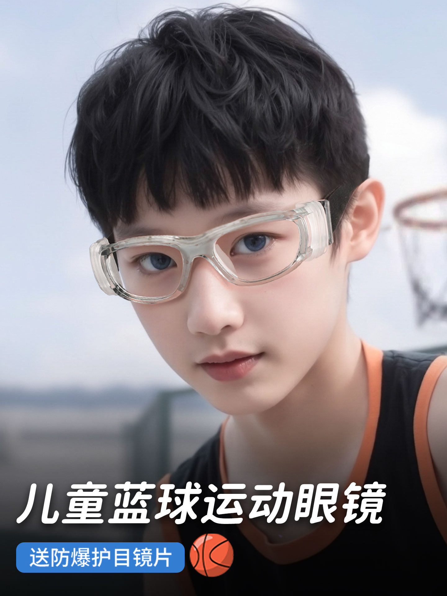 儿童篮球运动眼镜近视可配度数2025新款打球防撞护目镜青少年专用
