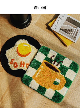 卧室床边小地毯客厅房间迷你圆形高级感脚垫可爱熊猫方形地垫女孩