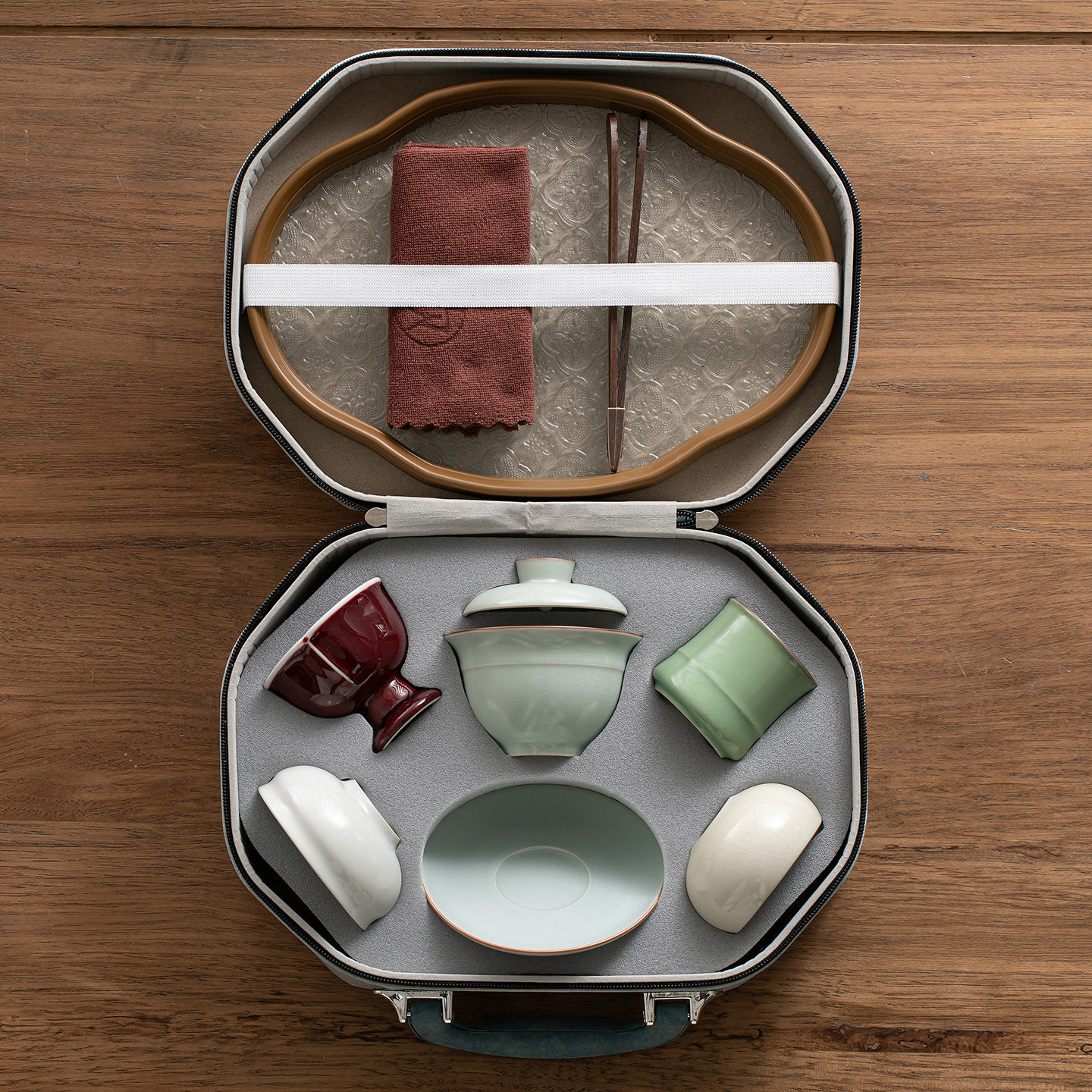 五大名窑旅行茶具套装户外便携式喝茶装备盖碗茶杯伴手礼商务礼品,餐饮具,功夫茶具,淘宝优惠券,粉丝福利购,淘宝优惠卷