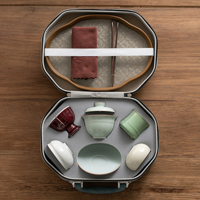 五大名窑旅行茶具套装户外便携式喝茶装备盖碗茶杯伴手礼商务礼品