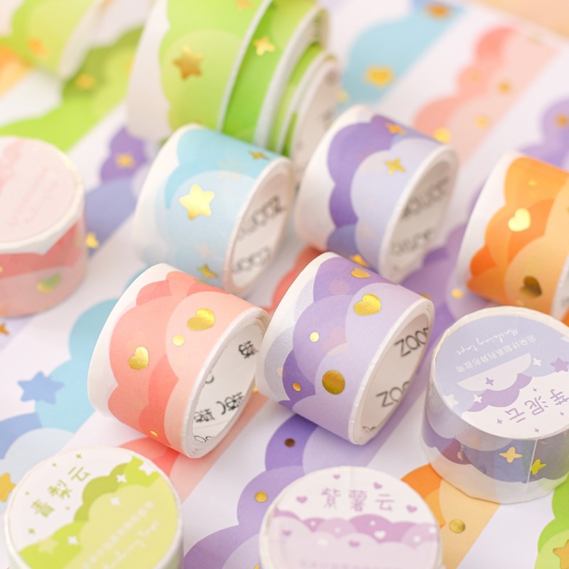 梦幻云朵胶带手帐花边胶卷边框烫金彩虹和纸胶手账造景拼贴纸背景,文具电教/文化用品/商务用品,和纸胶带,淘宝优惠券,粉丝福利购,淘宝优惠卷