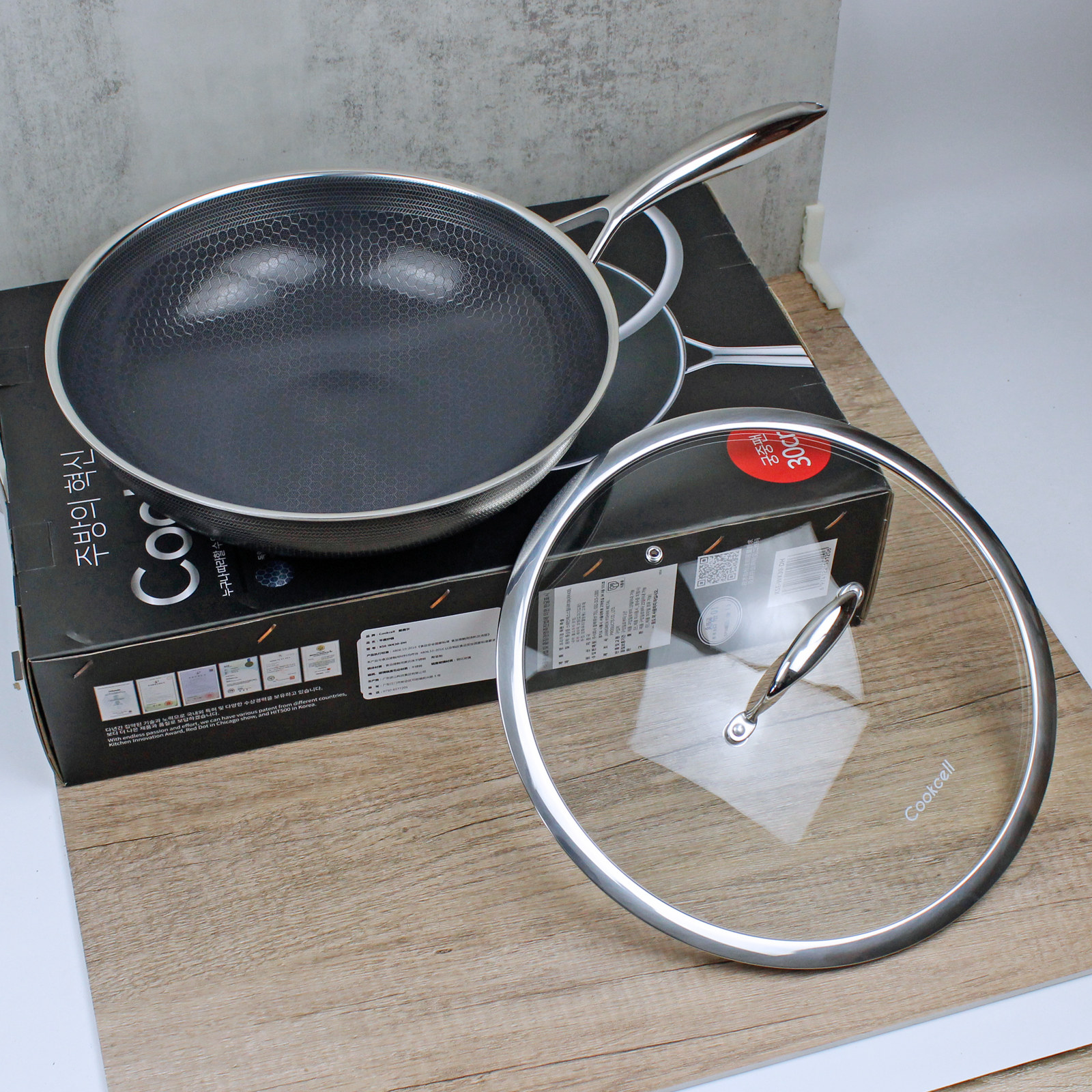 出口韩国炒锅煎锅304食品级复合钢电磁炉可用/带盖/带礼盒/正品