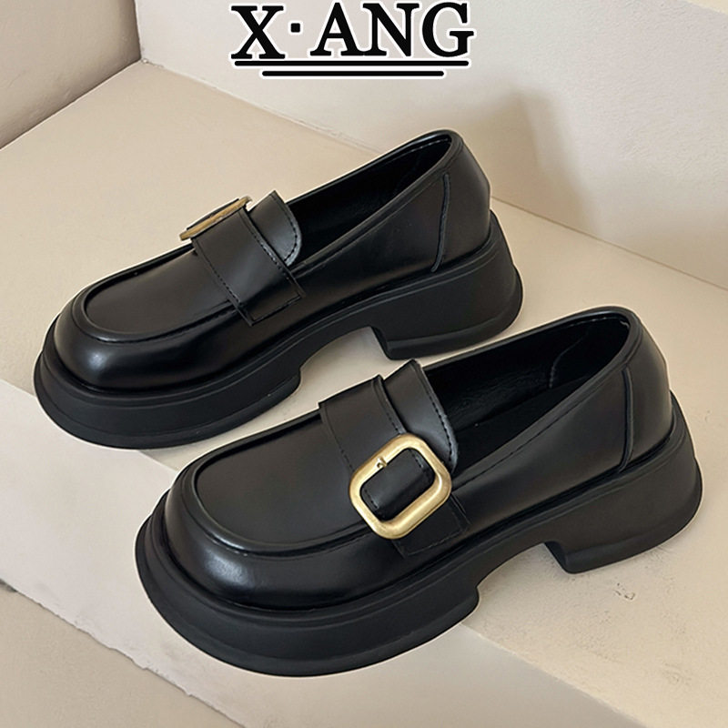 玛丽珍女鞋厚底英伦风小皮鞋2025春季新款一脚蹬真皮乐福鞋单鞋