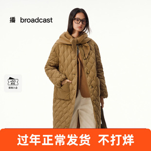 播经典圆领长款羽绒服2025冬新款长外套搭配羊毛围巾DDS4RD5231