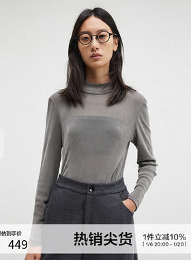 播商场同款半高领绒面正肩T恤内搭女冬新款修身打底衫BDR4YD3977
