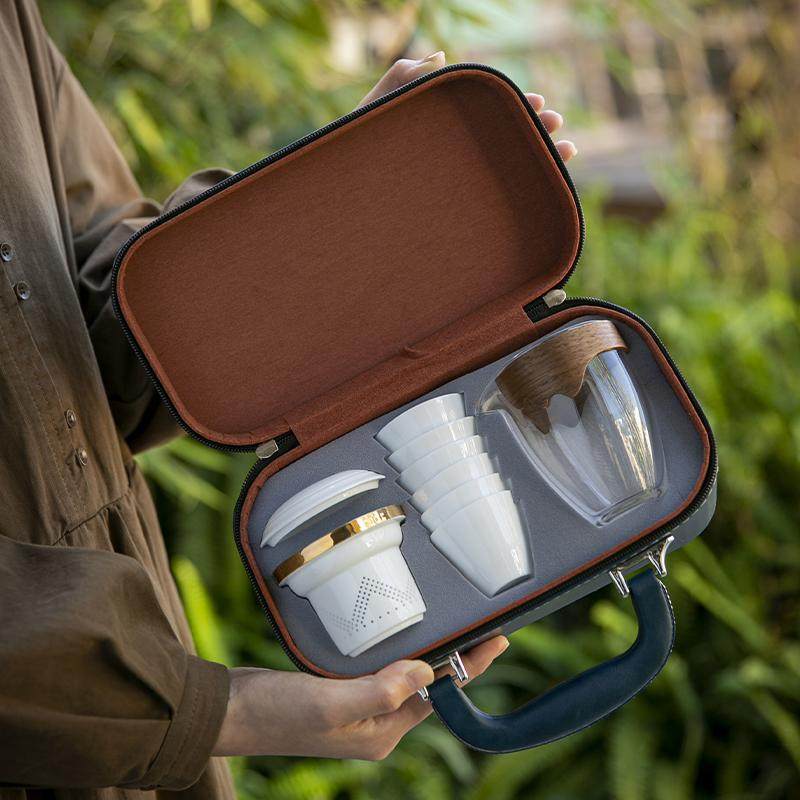 德化白瓷旅行茶具便携式茶杯泡茶壶小套装户外陶瓷快客杯logo定制,餐饮具,旅行茶具,淘宝优惠券,粉丝福利购,淘宝优惠卷