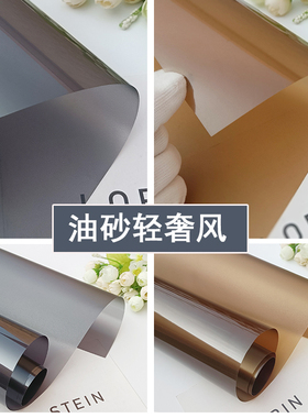 茶灰色油砂玻璃贴膜防窥透光不透明办公室门窗装饰贴纸轻奢家用膜