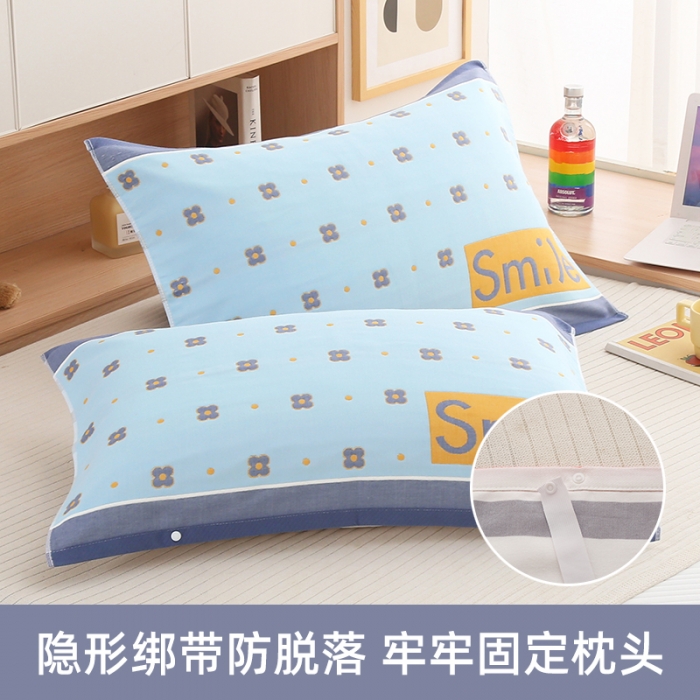 十层加厚纯棉纱布枕巾一对装