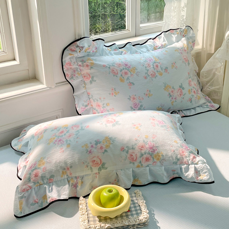 A类木棉双层纱枕套一对棉纱布枕头套小碎花卡通儿童亲肤透气夏季