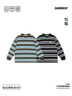 T恤潮 儿童男孩休闲长袖 RS家2025秋季 日系女男童复古条纹打底衫