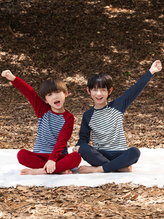 中大童内衣 德绒保暖条纹家居服套装 RS家男童内衣套装 2025秋冬新款