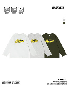 T恤儿童中大童休闲打底衫 女男童复古字母长袖 潮 美式 RS家26春季