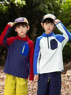 T恤加绒保暖打底衫 撞色百搭拉链长袖 中大童 T恤冬款 RS家男童长袖