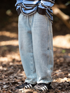中大童宽松裤 RS家男童牛仔裤 哈伦百搭潮范牛仔长裤 新款 子 2025秋季