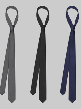 休闲领带男潮韩版细窄黑色学院风简约衬衫装饰女光面小众设计感酷