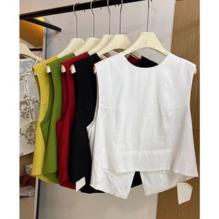 背心上衣女 品牌折扣店专柜撤柜2025年夏季 新款 法式 设计感小众无袖
