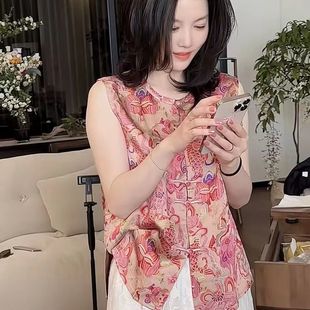 背心上衣女 品牌折扣店专柜撤柜2025年夏季 新款 法式 设计感小众无袖