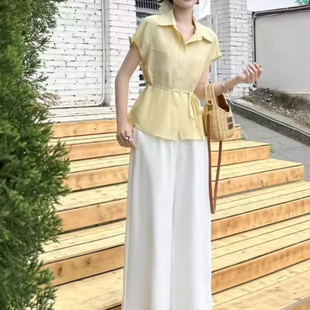 衬衫 品牌折扣店专柜撤柜2025年夏季 洋气减龄短袖 新款 女上衣潮 时尚