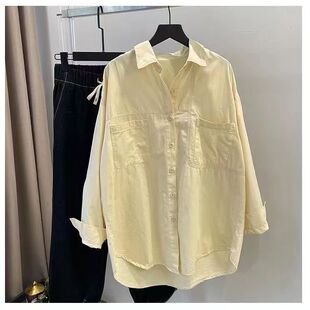 叠穿衬衫 女中长款 港味宽松BF杏衬衫 品牌折扣店专柜撤柜2025年秋季