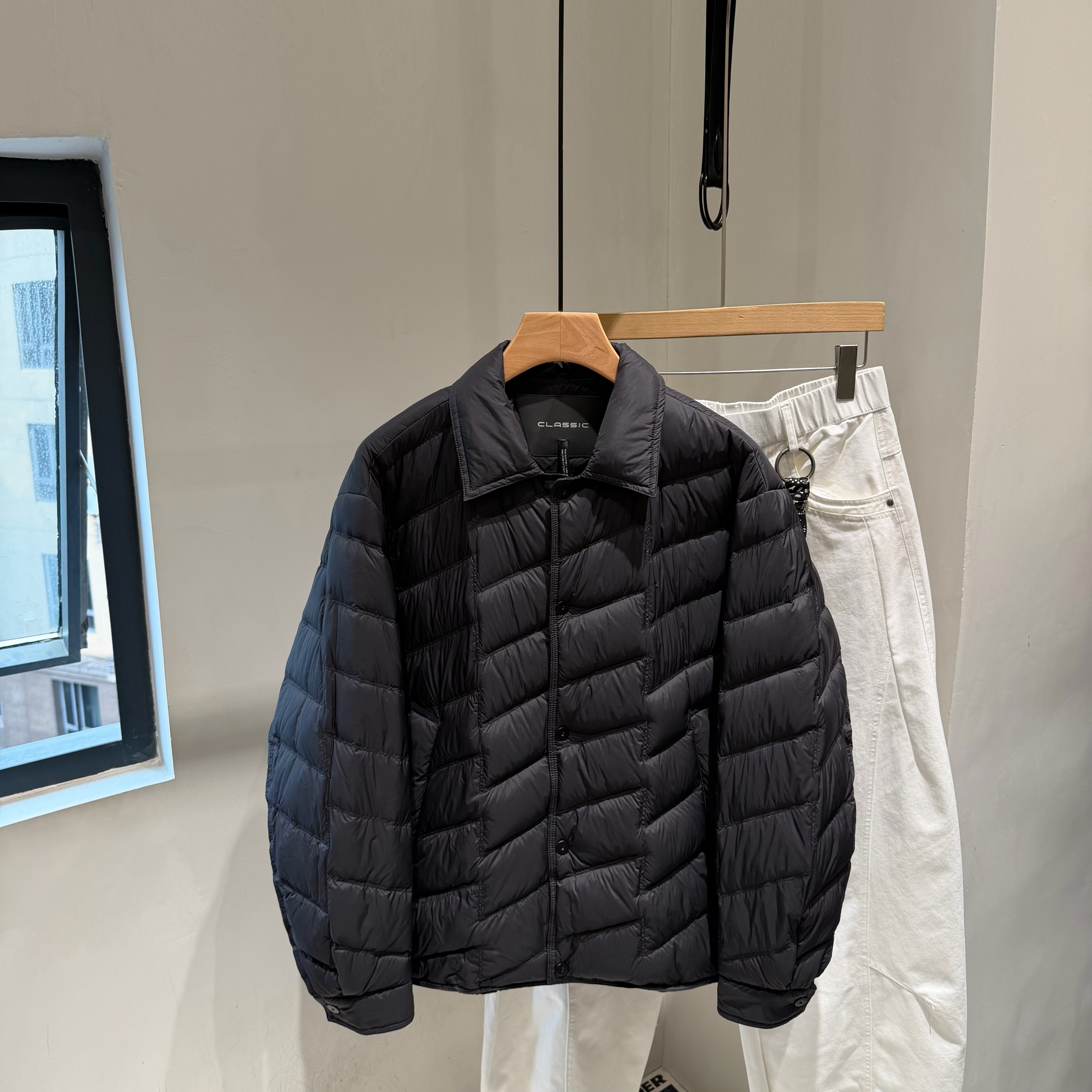 INTROVERT 复古老钱风绗缝设计感翻领轻薄羽绒服90白鸭绒百搭外套