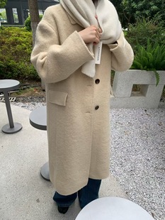 etoile 2025冬新款韩系简约百搭纯色翻领苏力羊毛大衣外套 8812