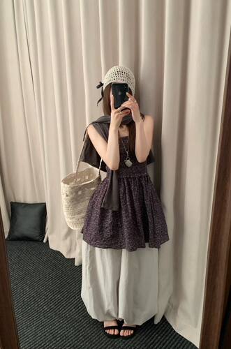 Xu2026夏季新款简约百搭波点碎花抹胸吊带8882