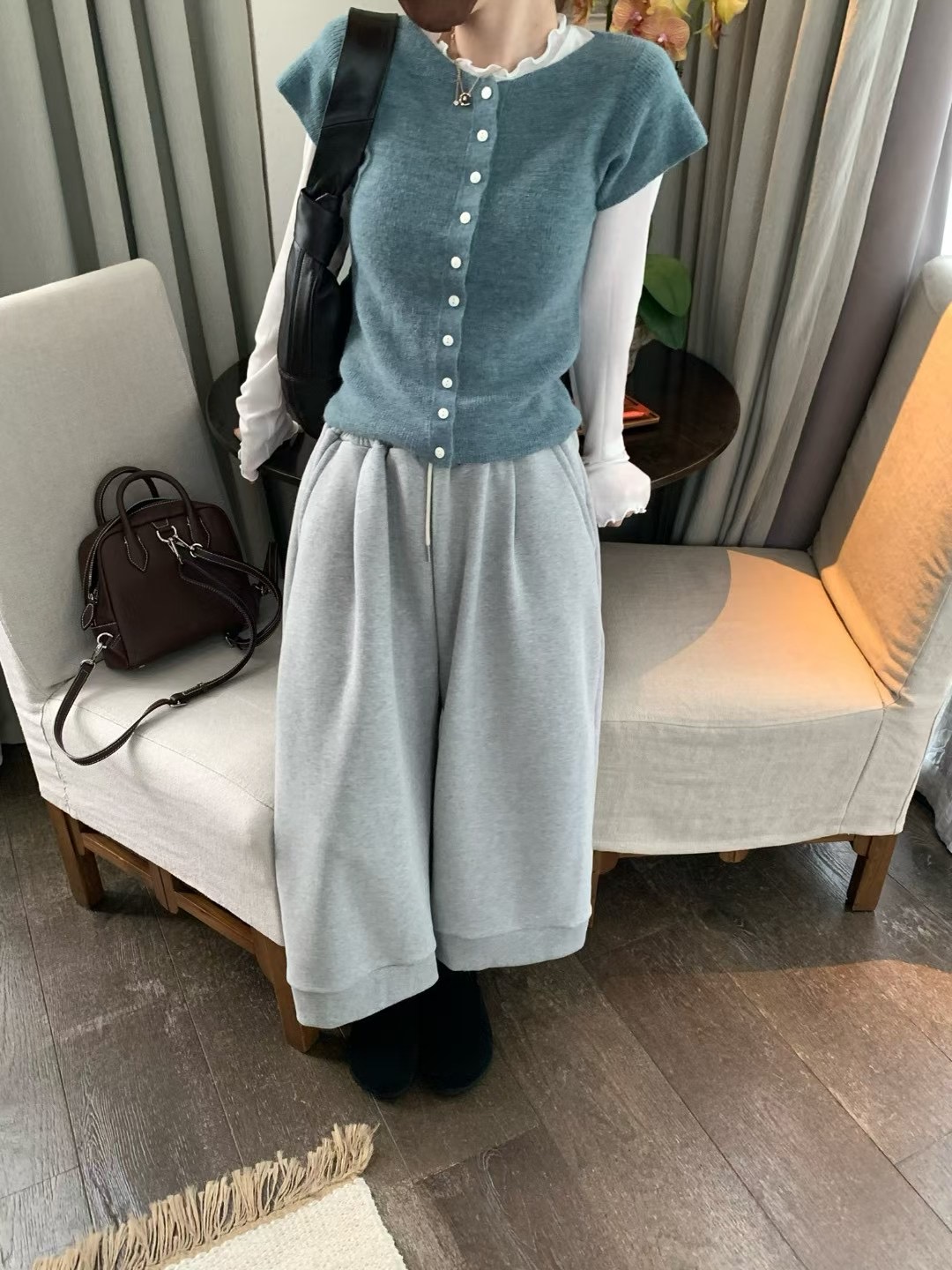 Focuse 2025秋冬百搭显瘦圆领羊毛短袖