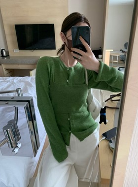 Focuse2025秋季新款韩版时尚百搭显瘦针织两件套羊毛开衫