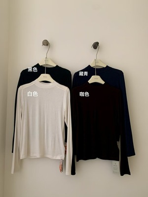 2025秋冬新款韩系简约百搭圆领羊绒半高领长袖打底衫